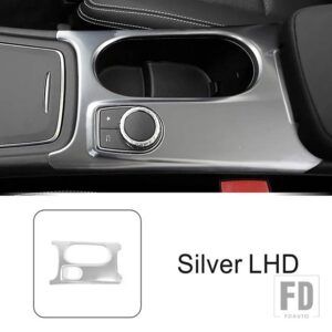 メルセデスベンツ 自動車用 Aクラス W176 CLA C117 GLA X156 2013-2018 ギアアームレストボックス水カップホルダーパネルフレームカーボンパタ - Silver