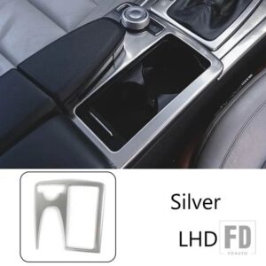 メルセデスベンツ コンソールギアシフト水カップパネルフレーム装飾ステッカーカーアクセサリー Eクラスクーペ W207 C207 2009-2013 - Silver