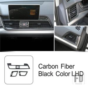 アウディ 車 Q5 年度 2018-2022 LHD コンソールエアコンアウトレットベントフレーム装飾カーボンカラーインテリアアクセサリートリム - 3 pieces