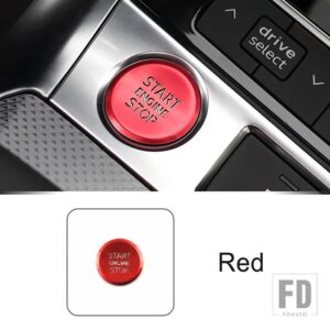 アウディ カーセンターコンソールワンクリックスタートボタンスパンコール装飾ステッカートリム A6 C8 A7 A8 2019-2021 インテリアデカール - Red