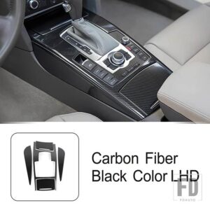 アウディ 車 A6 C6 2005-2011 コンソールギアシフトパネル装飾カバーステッカートリムカーボンパターンステンレスデカール - Carbon Fiber Black