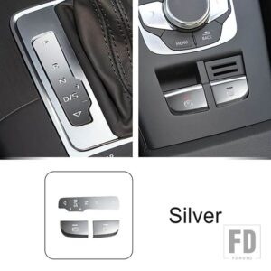 アウディ カーアクセサリー A3 8V 2013-2018 LHD センターコンソールギアシフト電子ハンドブレーキボタンスパンコール装飾ステッカートリム - Silver