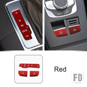 アウディ カーアクセサリー A3 8V 2013-2018 LHD センターコンソールギアシフト電子ハンドブレーキボタンスパンコール装飾ステッカートリム - Red