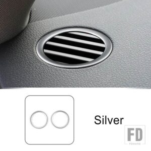アウディ 車 Q7 2008-2015 ダッシュボードエアベントアウトレットサークルフレームインテリアアクセサリー装飾トリムカーボンカラーステッカー - Silver