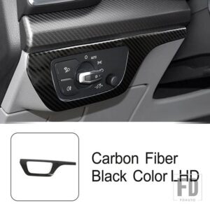 アウディ コンソールヘッドライトコントロールボタンフレームカーボンパターントリム車 Q5 年度 2018-2022 LHD ステンレスインテリアアクセサリ - Carbon Fiber Color