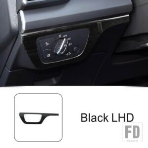 アウディ コンソールヘッドライトコントロールボタンフレームカーボンパターントリム車 Q5 年度 2018-2022 LHD ステンレスインテリアアクセサリ - Black