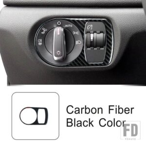 アウディ コンソールヘッドライトスイッチ制御ボタンフレーム装飾トリム Q3 2012-18 ヘッドランプカーアクセサリーカーボンパターンステッカー - Carbon Fiber Black