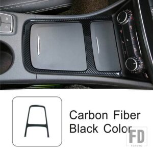 メルセデスベンツ コンソールギア収納ボックスパネルフレームカーボンパターントリム Aクラス W176 CLA C117 GLA X156 2013-18 カーアクセサリ - Carbon Fiber Black