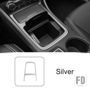 メルセデスベンツ コンソールギア収納ボックスパネルフレームカーボンパターントリム Aクラス W176 CLA C117 GLA X156 2013-18 カーアクセサリ - Silver