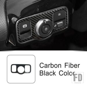 メルセデスベンツ カーコンソールフロントヘッドライトスイッチフレームカーボンパターンステッカートリム AB クラス W177 W247 CLA GLA GLB 2 - Carbon Fiber Black
