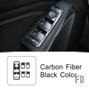 メルセデスベンツ 窓ガラスリフターボタンパネルフレームトリム A B C E G CLA CLS GLE GLS GLA GLK ML クラス W176 カーボンパターン - Carbon Fiber Black