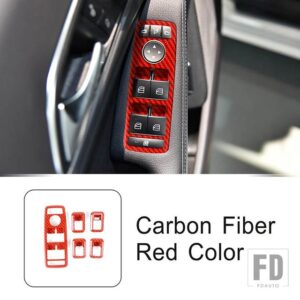 メルセデスベンツ 窓ガラスリフターボタンパネルフレームトリム A B C E G CLA CLS GLE GLS GLA GLK ML クラス W176 カーボンパターン - Carbon Fiber red