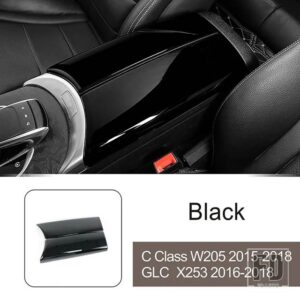 メルセデスベンツ コンソールアームレスト収納片付けボックスパネルカバー装飾トリム Cクラス W205 GLC X253 インテリアカーアクセサリー - Carbon Fiber Black