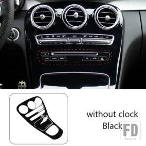 メルセデスベンツ コントロールギアシフトパネルカバーカーボンパターンフレームトリム C GLCクラス W205 X253 2016-18 インテリアカーアクセサ - no clock Black