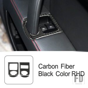 アウディ カーボンドアウィンドウリフトスイッチボタンパネルカバートリム TT 8N 8J MK123 TTRS 2008-2014 カーアクセサリーインテリアデカール - RHD