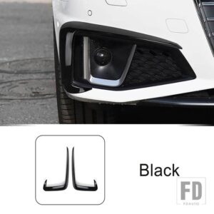 アウディ フロントエアナイフスポイラーフォグライトフレーム装飾 FOGLIGHT カーボンパターントリム A4 B9 2019 外装ランプアクセサリー - Black