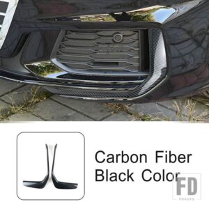 アウディ フロントフォグライトフレームカーボンテクスチャ装飾フォグライトトリムストリップ A6 C8 2019-22 外装ランプアクセサリー - Carbon Fiber Black