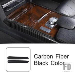 メルセデスベンツ カーボンテクスチャギアシフトパネル両側カバートリムストリップ Eクラス W212 2014-15 インテリアアクセサリーデカール - Carbon Fiber Black