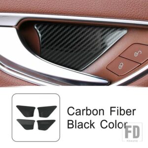 メルセデスベンツ カーボンパターン車インナードアハンドルボウルカバー装飾トリム Cクラス W205 2015-2018 インテリアアクセサリー - Carbon Fiber Black