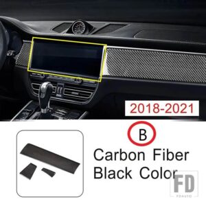 ポルシェ カーアクセサリーセンターコンソールダッシュボードカバー装飾エアベントフレームトリムカーボンステッカーマカン 2014-2021 - 18-21 Carbon Black