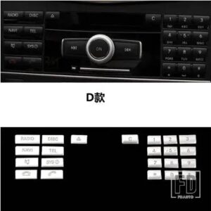 メルセデスベンツ カーアクセサリーセンターコンソール CD マルチメディアボタンフレームカバーステッカー Eクラス W212 2014-2015 CLS 2012-2 - model D silver