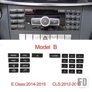 メルセデスベンツ カーアクセサリーセンターコンソール CD マルチメディアボタンフレームカバーステッカー Eクラス W212 2014-2015 CLS 2012-2 - model B black