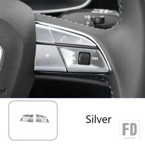 アウディ センターコンソールステアリングホイールボタンスパンコール装飾ステッカートリム A5 A3 Q3 Q5 2019-2021 インテリアデカール - Silver