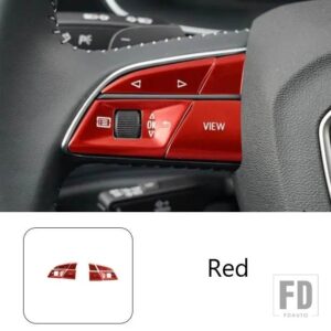 アウディ センターコンソールステアリングホイールボタンスパンコール装飾ステッカートリム A5 A3 Q3 Q5 2019-2021 インテリアデカール - Red