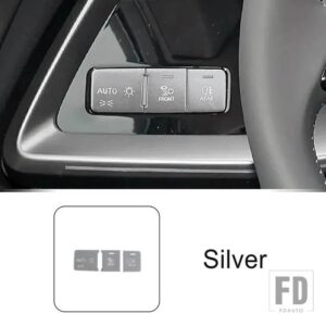 アウディ カーアクセサリーフロントヘッドライトスイッチボタンスパンコールトリム A3 2021-2022 A6 C8 2019 + 合金インテリアステッカー - Silver