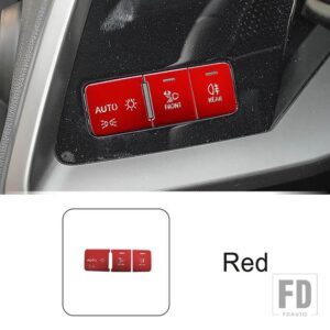 アウディ カーアクセサリーフロントヘッドライトスイッチボタンスパンコールトリム A3 2021-2022 A6 C8 2019 + 合金インテリアステッカー - Red