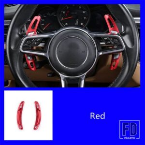 ポルシェ コンソールステアリングホイールシフトパドルトリムステッカーパナメーラカイエンマカン自動車インテリアアクセサリー - Red