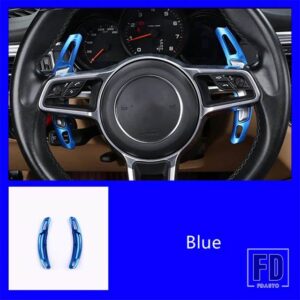 ポルシェ コンソールステアリングホイールシフトパドルトリムステッカーパナメーラカイエンマカン自動車インテリアアクセサリー - Blue