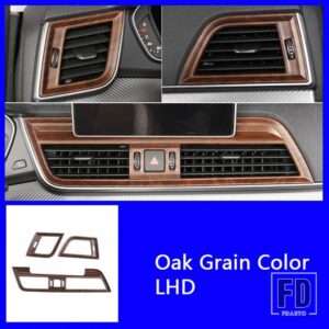 アウディ ABS センターコンソールエアアウトレットフレーム装飾デカール Q5 2018 2019 LHD カーボンカラーインテリア - Oak Grain 3 pieces