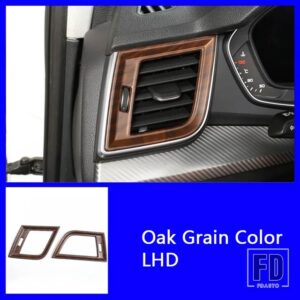 アウディ ABS センターコンソールエアアウトレットフレーム装飾デカール Q5 2018 2019 LHD カーボンカラーインテリア - Oak Grain 2 pieces