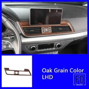 アウディ ABS センターコンソールエアアウトレットフレーム装飾デカール Q5 2018 2019 LHD カーボンカラーインテリア - Oak Grain 1 piece