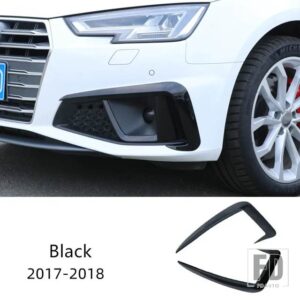 アウディ A4 B9 2017-2018 フロントバンパースポイラーエアナイフフォグライトカバーカーボンステッカー外装アクセサリー - Black 2017-2018