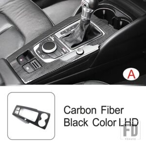 アウディ カーボンカラーセンターコンソールギアシフトパネル装飾トリム A3 8V 2013-2020 ウォーターカップホルダーフレームカバーデカール - Model A
