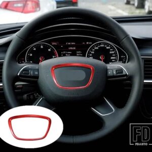 アウディ ステアリングホイール装飾金属リングステッカー A3 A4 Q3 Q5 A6 A8 Q7 自動車インテリアデカールカバーステッカーリング - D Red