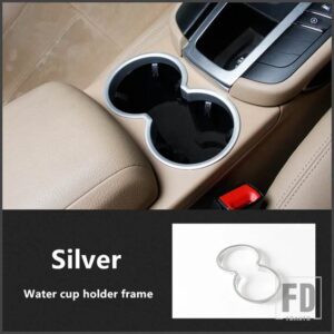 ポルシェ カーボンパターンセンターコンソール水カップホルダーフレーム装飾トリムカバーマカン 2014-2021 デカール - Silver