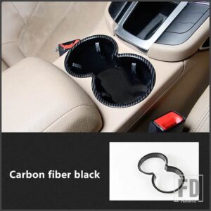 ポルシェ カーボンパターンセンターコンソール水カップホルダーフレーム装飾トリムカバーマカン 2014-2021 デカール - Carbon Fiber Black