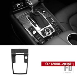 アウディ カーボンコンソール CD パネル装飾ギアシフトカバートリム Q7 2008-2015 インテリアドアアームレストボタンフレームステッカー - gear shift frame