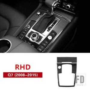 アウディ カーボンコンソール CD パネル装飾ギアシフトカバートリム Q7 2008-2015 インテリアドアアームレストボタンフレームステッカー - gear shift frame RHD