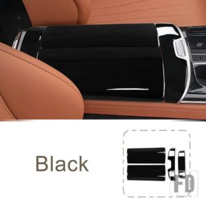メルセデスベンツ Sクラス W223 2021-22 センターコンソールアームレストボックスカバーカーボンテクスチャトリムインテリアアクセサリー - Carbon Fiber Black
