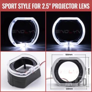2.5/3.0 インチブラックエンジェルアイズシュラウド LED DRL カバーヘッドライトプロジェクターレンズ用 HELLA 3R/KOITO Q5 HALO ベゼル - 2.5 Sport Style