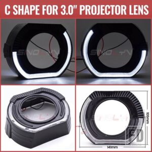 2.5/3.0 インチブラックエンジェルアイズシュラウド LED DRL カバーヘッドライトプロジェクターレンズ用 HELLA 3R/KOITO Q5 HALO ベゼル - 3.0 C Shape