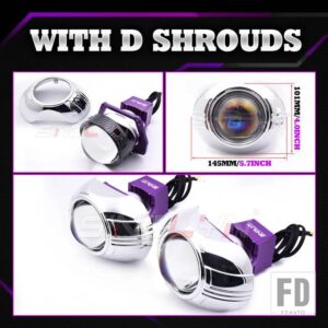 3インチ 19000LM ブルーバイ LED レンズライトエンジェルアイズヘッドライトプロジェクター HELLA 3R LED ライトカーアクセサリー - With D Shrouds