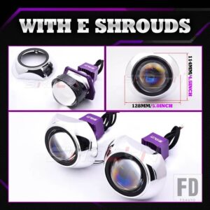 3インチ 19000LM ブルーバイ LED レンズライトエンジェルアイズヘッドライトプロジェクター HELLA 3R LED ライトカーアクセサリー - With E Shrouds