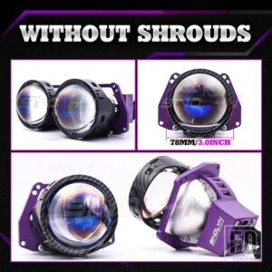 3インチ 19000LM ブルーバイ LED レンズライトエンジェルアイズヘッドライトプロジェクター HELLA 3R LED ライトカーアクセサリー - Without Shrouds