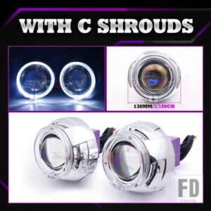 3インチ 19000LM ブルーバイ LED レンズライトエンジェルアイズヘッドライトプロジェクター HELLA 3R LED ライトカーアクセサリー - With C Shrouds