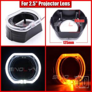 2.5/3.0 LED エンジェルアイズウィンカーシュラウドスイッチバックベゼルヘッドライトレンズ HELLA 3R G5/KOITO Q5/WST プロジェクターレンズ - 2.5 Black B Cover